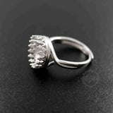925 Silver Bezel Ring Setting 18mm DIY Adjustable Crown Round