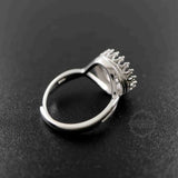 925 Silver Bezel Ring Setting 18mm DIY Adjustable Crown Round