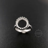 925 Silver Bezel Ring Setting 18mm DIY Adjustable Crown Round