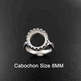 925 Silver Bezel Ring Setting 18mm DIY Adjustable Crown Round