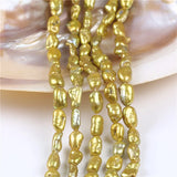 8-12mm Natural Freshwater Biwa Shape Real Pearls Strand