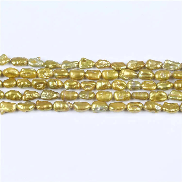 8-12mm Natural Freshwater Biwa Shape Real Pearls Strand