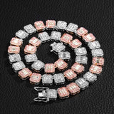 Square CZ Ice Out Tennis Chain Choker Necklace