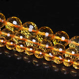 8-12mm Round Citrine Beads 15'' DIY Loose Quartz Beads Yellow