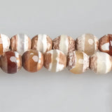 8-12mm Faceted Brown Tibetan Buddhism DZI Agate Beads 14'' DIY Jewelry Making