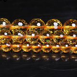 8-12mm Round Faceted Yellow Citrines Quartz Beads 15''