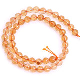 8-12mm Round Faceted Yellow Citrines Quartz Beads 15''