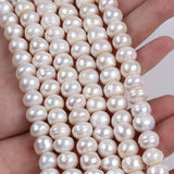 8-12mm Button Natural Freshwater Pearl Strand for DIY Jewelry Making