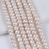 8-12mm Button Natural Freshwater Pearl Strand for DIY Jewelry Making