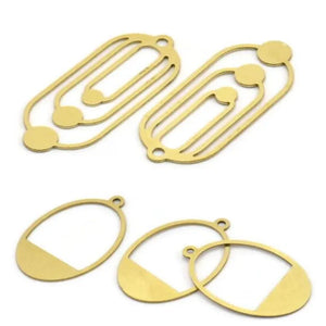 8-12pc Raw Brass Oval Charms Earrings Findings DIY Jewelry Pendants