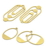 8-12pc Raw Brass Oval Charms Earrings Findings DIY Jewelry Pendants