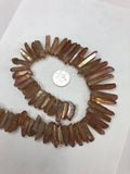 Natural Turri Quartz Wine Red Wand Worry Stone Beads Strand 15 inches