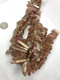 Natural Turri Quartz Wine Red Wand Worry Stone Beads Strand 15 inches