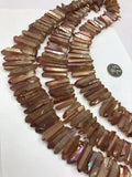 Natural Turri Quartz Wine Red Wand Worry Stone Beads Strand 15 inches