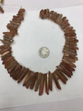 Natural Turri Quartz Wine Red Wand Worry Stone Beads Strand 15 inches