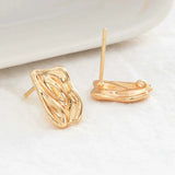 14K Plated Irregular Shape Earrings Stud Findings for DIY Jewelry