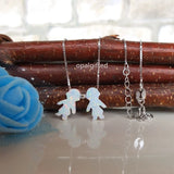8*13mm OP17 Synthetic Opal 2 boy in 1 necklace 925 Silver Opal Necklace