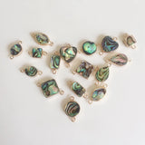 Natural Abalone Shell Beads Charms (16pcs, 2 Holes) Mix Styles Jewelry