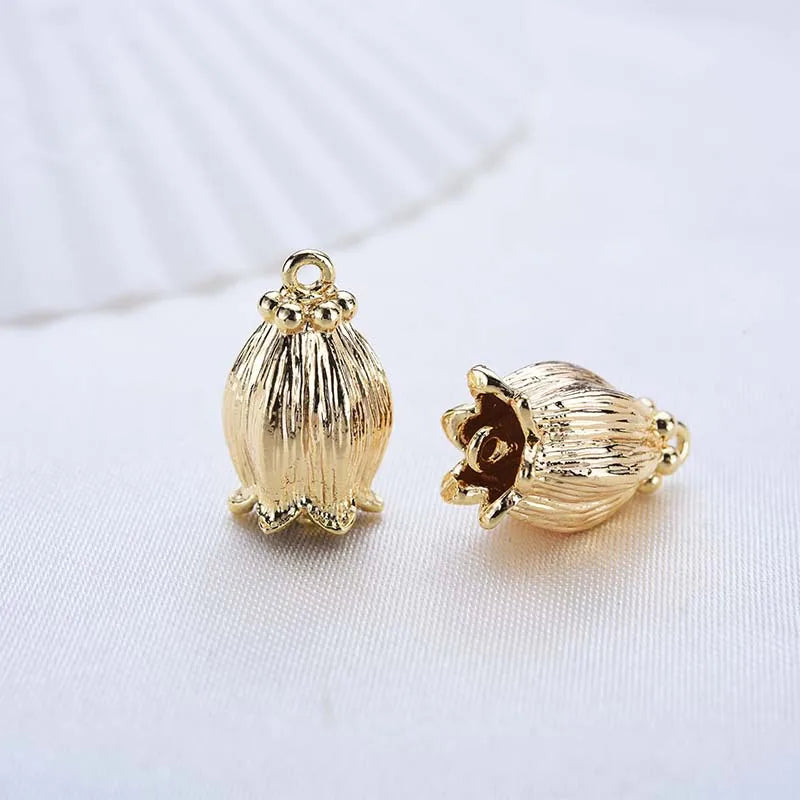 Copper Flower Two Holes Pendants Charms for DIY Jewelry Making
