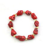 8-14mm Red Turkey Turquoises Jaspers Bracelet With Goldcolor A