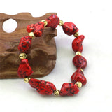 8-14mm Red Turkey Turquoises Jaspers Bracelet With Goldcolor A
