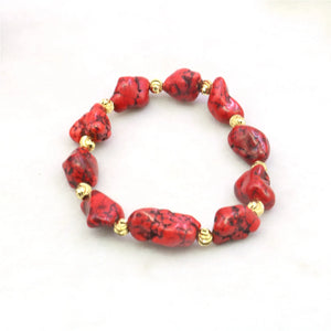 8-14mm Red Turkey Turquoises Jaspers Bracelet With Goldcolor A