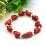 8-14mm Red Turkey Turquoises Jaspers Bracelet With Goldcolor A