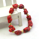 8-14mm Red Turkey Turquoises Jaspers Bracelet With Goldcolor A