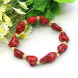 8-14mm Red Turkey Turquoises Jaspers Bracelet With Goldcolor A