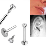 8pc Titanium Labret Rings CZ Gem 16G Body Piercing Jewelry