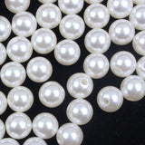 8-16mm Half Hole High Shine Pearls Ivory Resin Pearl Beads Round Shape