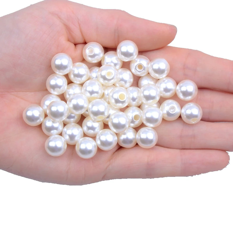 8-16mm Half Hole High Shine Pearls For DIY Jewelry Ivory Resin Pearl Beads