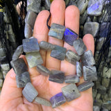 Labradorite Stone Beads 15'' Gray Square DIY Loose Beads for Jewelry Making