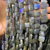 Labradorite Stone Beads 15'' Gray Square DIY Loose Beads for Jewelry Making