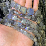 Labradorite Stone Beads 15'' Gray Square DIY Loose Beads for Jewelry Making