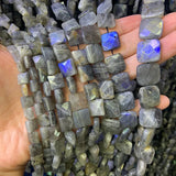 Labradorite Stone Beads 15'' Gray Square DIY Loose Beads for Jewelry Making