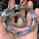 Labradorite Stone Beads 15'' Gray Square DIY Loose Beads for Jewelry Making
