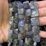 Labradorite Stone Beads 15'' Gray Square DIY Loose Beads for Jewelry Making