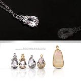 10Pcs Baroque Oval Crystal Alloy Earring Ear Charms Necklace Pendants