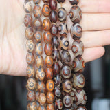 8-18mm Ancient Tibet Dzi Agate Oval Beads DIY Jewelry Making