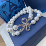 Elegant Round Pearl Bracelet - 8'' 2 Strands