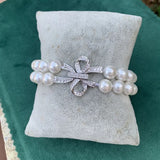 Elegant Round Pearl Bracelet - 8'' 2 Strands