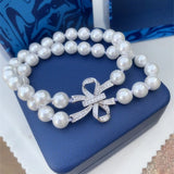 Elegant Round Pearl Bracelet - 8'' 2 Strands