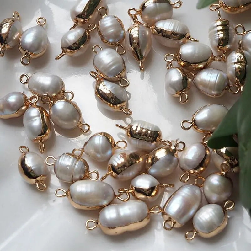 8*20MM 10Pcs Baroque Natural Freshwater Pearl Strand Bead Charms