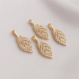 14K Retention Real Plated Copper Zircon Leaf Pendants Charms DIY Jewelry Making
