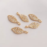 14K Retention Real Plated Copper Zircon Leaf Pendants Charms DIY Jewelry Making