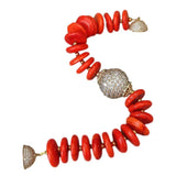 Orange Howlite Disc CZ Micro Pave Round Bracelet 8'' 20MM Strand