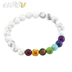 8'' 8mm Buddha Beads Bracelet Multi-color Howlite Bracelet