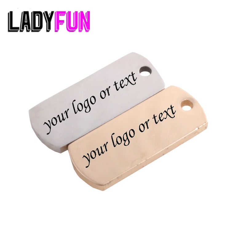Stainless Steel Rectangle Tag Charm 8x20mm
