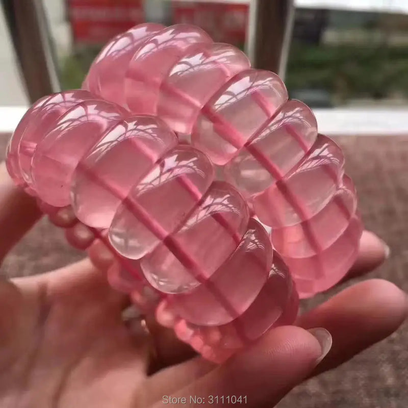 Pink Quartz Bracelet 8x20mm 7.5 inch Beads